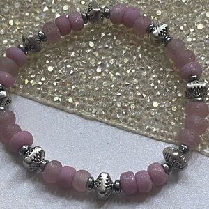 Pink and Silver Beaded Bracelet
